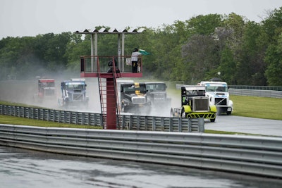 The green flag drops on a rainy podium race at New Jersey Motorsports Park.