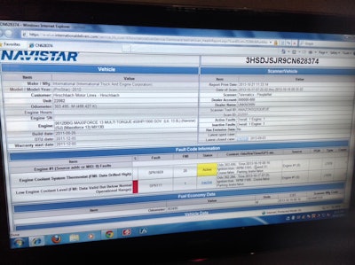 The OnCommand Connection portal from Navistar