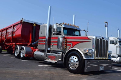 A custom Peterbilt built and shown by Lindamood Demolition out of the Dallas, Texas, area.