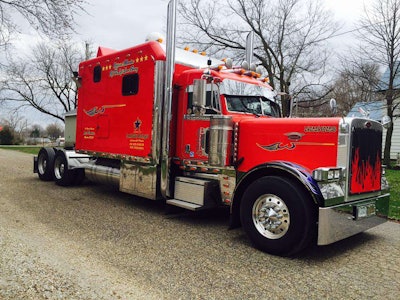 Lori Franklin’s 2009 Peterbilt 379, dubbed “The Lady in Red,” won the inaugural Take Pride Truck Show.