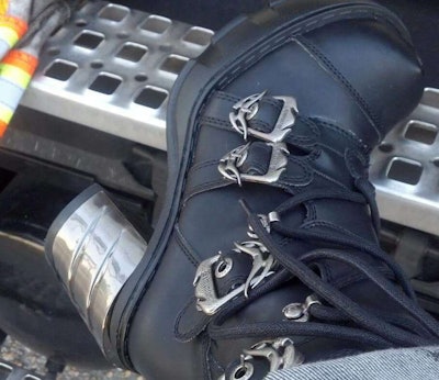 Nowak’s boots are part of her gothic dress style. “You have to look confident and fearless,”she says.