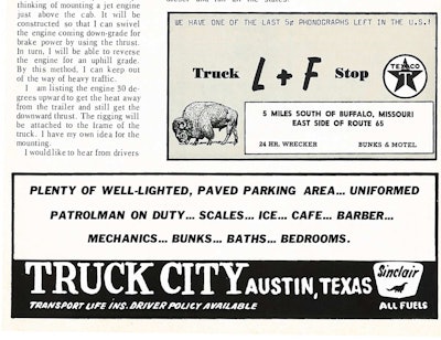 Discount ditties | Bunks were a common amenity in truck stops in the 1960s, offering a no-frills place to nap or stay overnight. Also, note this sign of the times from the L+F ad: “We have one of the last 5¢ phonographs left in the U.S.!”