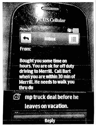 The image Oregon’s McKane offered as evidence that his state’s truck safety enforcement program is uncovering hours violations even in electronic logging environments.