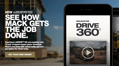 Mack used virtual reality technology to demonstrate features of the Pinnacle, Granite and Titan models equipped with the Mack mDRIVE HD 13-speed automated manual transmission.