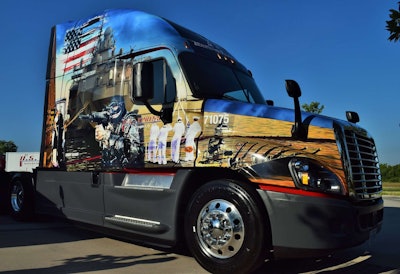The Navy-themed tractor the Ingrams now drive