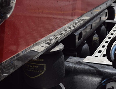 The custom sleeper's air suspension at the rear of the 144-inch ARI unit.