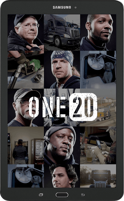 The One20-branded Samsung Tab E will be available in truck stops in November.