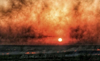 This might appear to be a wildfire, but it was Oklahoma farmers burning off their fields.