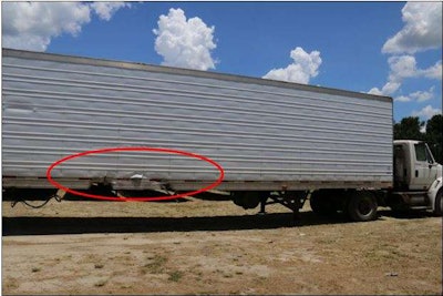 An NTSB photo of the Freightliner Cascadia involved in the May 7 crash.