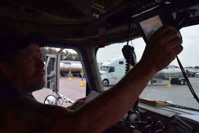 Heister can send and receive messages to his dispatcher at Boyd Bros. via the Rand McNally TND system in his truck. The system can also act as an electronic logging device. Heister currently still runs on paper logs, but when the ELD mandate takes effect, he can opt to use the existing Rand system if he chooses to.