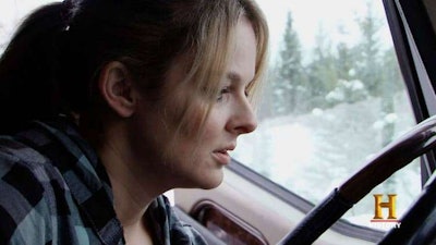 Lisa Kelly on last night’s episode of “Ice Road Truckers” (History Channel photo)