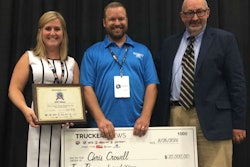 Crowell, middle, with TCA’s Marli Riggs (left) and Truckers News Editor David Hollis (right)