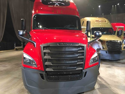 The new Cascadia’s grill takes styling cues from the Freightliner Inspiration, the company’s semi-autonomous truck unveiled last year.