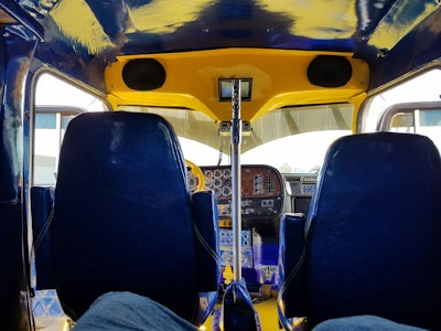 The overhead console was customized by Talladega Fiberglass.