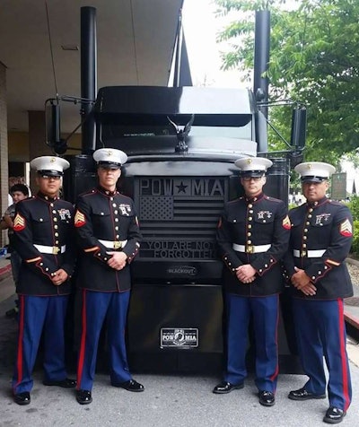 Black Out with active-duty Marine’s at the Martinsburg, W.Va., veterans service center. The truck is dedicated specially to the Martinsburg-located 167th Airlift Wing.
