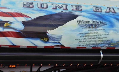 Detail of the driver-side inscription