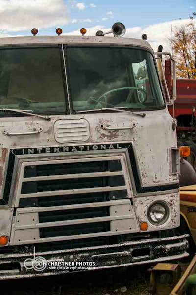 This 4070 International had had its “frame stretched, welded and fish-plated,” Christner says. “That told me that it had operated up into the 1980s, when length laws relaxed and short tractors were lengthened. There were a lot of trucks with lengthened frames on the road at that time.”