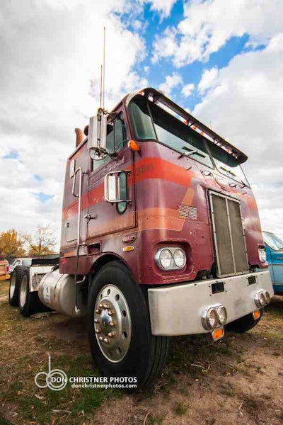 This cabover Pete “was in very good condition,” Christner says, “but I never looked under the cab to see what engine it had.”