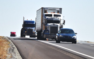 trucks on hill