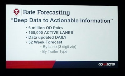 This slide illulstrates part of the wealth of data on which the Rate Forecasting tool is based. Forecasts within it are expected to be customizable by lane and trailer-type (segment).