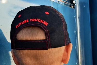 Here’s a rear view of the proud grandson’s Peterbilt hat for good measure.