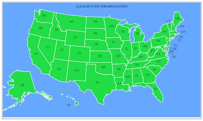 The map tool at AsktheTrucker.com’s MPO directory allows drivers to quickly navigate to particular state and more local MPOs.