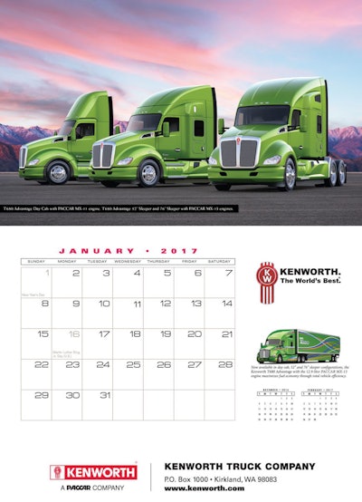 Kenworth is one of several companies to release 2017 calendars in time for the holiday season.