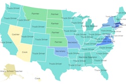 The most common job in each continental U.S. state, according to an NPR report based on Census Bureau data that circulated in 2015.