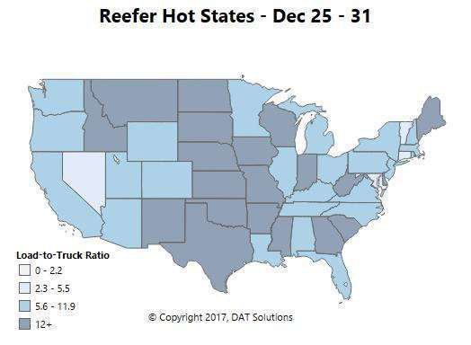 DAT ReeferHotStatesMap-2016-Dec25-31-2017-01-06-08-25