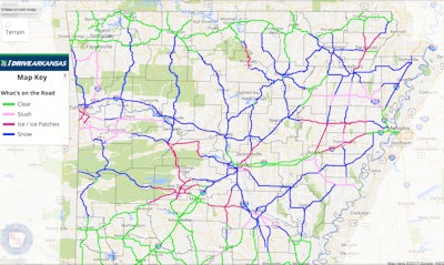 Arkansas travel conditions as of 12:15 p.m. Friday.