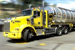 Outboard-mounted SuperAir tire-inflation system on a tractor in a tank application.