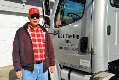 Gastonia, N.C.-based hotshot owner-operator Buster Lewis, with his 2006 Freightliner Business Class straight flatbed