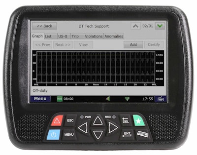 DriverTech’s DT4000 Rev 7 dedicated logging unit also features a forward-facing dashcam and other capabilities.