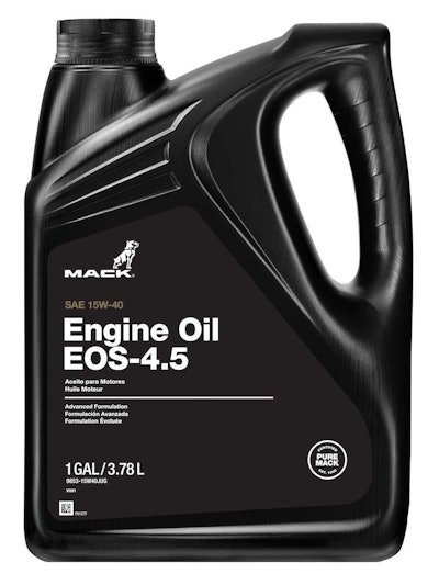 Mack has extended its recommended oil drain intervals by up to 15,000 miles, depending on the application, for users of the company’s new EOS-4.5 engine oil.