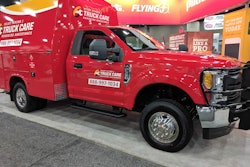 A Pilot Flying J roadside assistance truck on display at the Mid-America Trucking Show in Louisville.