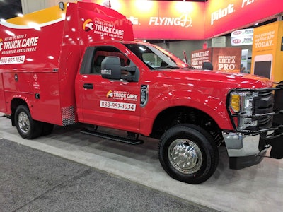 A Pilot Flying J roadside assistance truck on display at the Mid-America Trucking Show in Louisville.