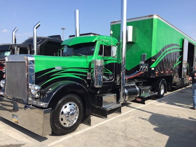 A uniquely painted Peterbilt.