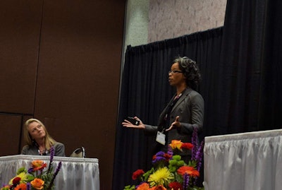 LaTonya Mimms (right) and Danielle Smith, during their seminar outlined editing functionality for drivers under the ELD technical specifications, among many other topics.