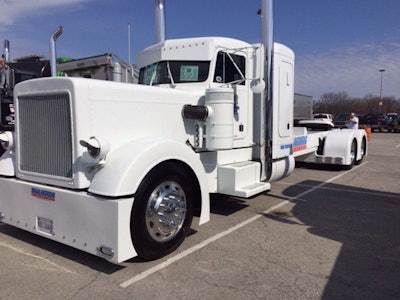 Visor and many other parts and panels on '79 Pete 359 done by owner Talladega Fiberglass