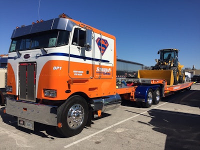 Billy Powell’s “BP1” 1993 Peterbilt 362 with a 2012 Trailease step deck trailer won the People’s Choice award at the PKY Truck Beauty Championship at MATS last week.
