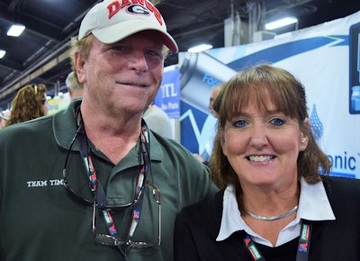 When I found Boblett at the booth, he was talking to Tom and Louise Sullivan, whom I met last year during U.S. Xpress’ military-tribute event in Chattanooga. There, the Sullivans took the keys to one of the wrapped military-tribute trucks the company was putting in service, but since then they’ve gone independent with Team Time, and joined the Rate Per Mile Master group for load insights, among other resources they utilize.