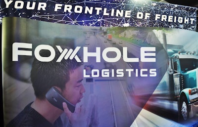 Part of TBS Factoring’s display at MATS includes this soft-launch banner for its planned brokerage specializing in FEMA loads.