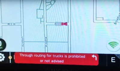 Speaking of going where you’re not exactly expected to be — in the video above Stanton makes reference to this warning sign on his GPS unit. His rig sat throughout the conference outside the Westin in San Diego’s downtown Gaslamp district. Yeah, he helped out the hotel’s valet a bit …