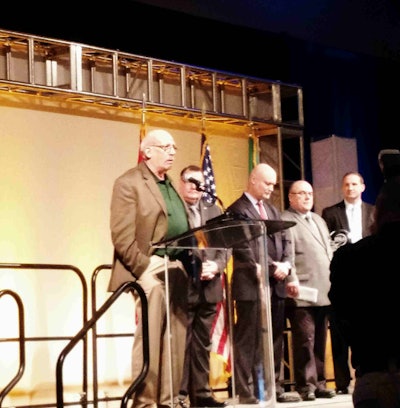 Longtime Werner Enterprises hauler Charles Endorf was the 2017 IDEA winner, pictured here accepting the prize at the CVSA Workshop in Atlanta.