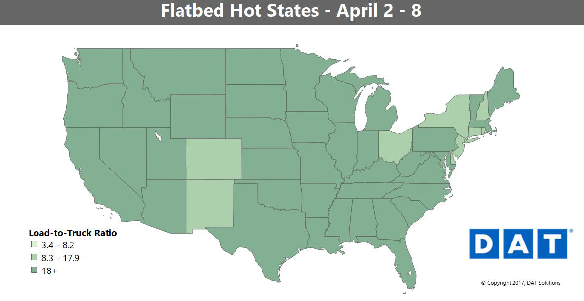 Dat Flatbed Hot States Map 2017 Apr2 8 2017 04 12 07 45