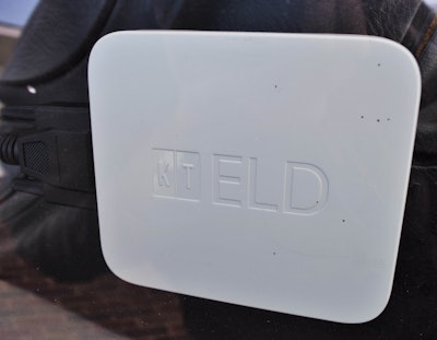 KeepTruckin’s “black box” engine plug-in unit, which in its ELD pairs with software on operators’ smartphones/tablets.