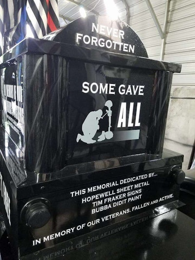 It was then painted by Bubba Didit Paint in a marbled black that “turned out like a sheet of glass,” Timbrook says.