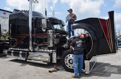 Kyle Cousins' 2008 Kenworth W900 gets shined up before judging.