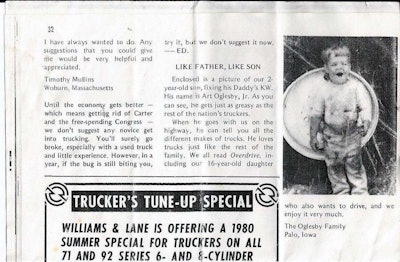 “And I’m still trucking today,” said Art Oglesby, sharing this clip from an old “like father, like son” article in Overdrive that featured him as a kid.