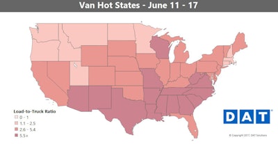 The glow of momentum for van freight faded last week in some areas.
